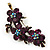 Crystal Floral Brooch (Antique Gold & Deep Purple) - view 3