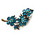 Top Grade Austrian Crystal Floral Brooch (Gold Tone & Teal Blue) - 55mm Across - view 3
