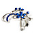 Delicate Sapphire Blue Coloured Crystal Floral Brooch (Silver Tone Metal) - view 4