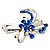 Delicate Sapphire Blue Coloured Crystal Floral Brooch (Silver Tone Metal) - view 2