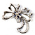 Delicate Sapphire Blue Coloured Crystal Floral Brooch (Silver Tone Metal) - view 5