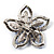 Blue Diamante Daisy Flower Brooch (Silver Tone) - view 6