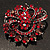 Burgundy Red Diamante Corsage Brooch (Black Tone) - view 2