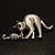 Rhodium Plated Cat & Mouse Brooch - view 8