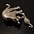 Rhodium Plated Cat & Mouse Brooch - view 4