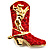 Gold Tone Red Austrian Crystal 'Cowboy Boot' Brooch - 40mm L