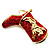 Gold Tone Red Austrian Crystal 'Cowboy Boot' Brooch - 40mm L - view 4