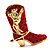 Gold Tone Red Austrian Crystal 'Cowboy Boot' Brooch - 40mm L - view 3