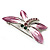 Tiny Light Purple Diamante Butterfly Brooch (Silver Tone Metal) - view 5
