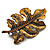 Bronze Enamel Diamante Oak Leaf Pin/Pendant - view 3