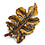 Bronze Enamel Diamante Oak Leaf Pin/Pendant - view 4