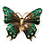 Oversized Green Enamel Butterfly Brooch (Gold Tone Metal)