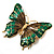 Oversized Green Enamel Butterfly Brooch (Gold Tone Metal) - view 2