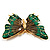 Oversized Green Enamel Butterfly Brooch (Gold Tone Metal) - view 3