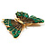 Oversized Green Enamel Butterfly Brooch (Gold Tone Metal) - view 4