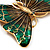 Oversized Green Enamel Butterfly Brooch (Gold Tone Metal) - view 5
