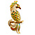 Large Gold Diamante Exotic Bird Brooch