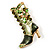 Olive Green Enamel Crystal High Boot Pin Brooch (Gold Tone Metal) - view 5