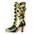 Olive Green Enamel Crystal High Boot Pin Brooch (Gold Tone Metal) - view 6
