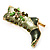 Olive Green Enamel Crystal High Boot Pin Brooch (Gold Tone Metal) - view 2