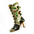 Olive Green Enamel Crystal High Boot Pin Brooch (Gold Tone Metal) - view 8