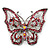 Pink Crystal Butterfly Brooch (Silver Tone Metal)