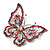 Pink Crystal Butterfly Brooch (Silver Tone Metal) - view 5