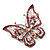 Pink Crystal Butterfly Brooch (Silver Tone Metal) - view 6