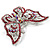 Pink Crystal Butterfly Brooch (Silver Tone Metal) - view 8