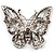 Pink Crystal Butterfly Brooch (Silver Tone Metal) - view 7