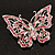 Pink Crystal Butterfly Brooch (Silver Tone Metal) - view 2