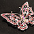 Pink Crystal Butterfly Brooch (Silver Tone Metal) - view 9