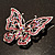 Pink Crystal Butterfly Brooch (Silver Tone Metal) - view 4
