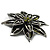 Olive Green Glass Floral Brooch (Silver Tone Metal) - view 8