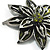 Olive Green Glass Floral Brooch (Silver Tone Metal) - view 2