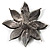 Olive Green Glass Floral Brooch (Silver Tone Metal) - view 6