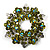 Light Olive Green Crystal Wreath Brooch (Silver Tone Metal) - view 3