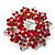 Red Crystal Wreath Brooch (Silver Tone Metal) - 50mm Diameter - view 2