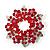 Red Crystal Wreath Brooch (Silver Tone Metal) - 50mm Diameter - view 4