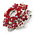 Red Crystal Wreath Brooch (Silver Tone Metal) - 50mm Diameter - view 5