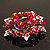 Red Crystal Wreath Brooch (Silver Tone Metal) - 50mm Diameter - view 9