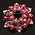 Magenta Crystal Wreath Brooch (Silver Tone Metal) - 50mm Diameter - view 2