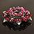 Magenta Crystal Wreath Brooch (Silver Tone Metal) - 50mm Diameter - view 4