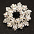 Clear Crystal Wreath Brooch (Silver Tone Metal) - view 2