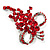 Bright Red Crystal Grapes Brooch (Silver Tone Metal) - view 2