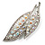 Large Diamante 'Leaf' Pin/Pendant (Silver Tone) - view 7