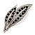 Large Black Diamante 'Leaf' Pin/Pendant (Silver Tone)