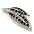 Large Black Diamante 'Leaf' Pin/Pendant (Silver Tone) - view 8