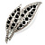Large Black Diamante 'Leaf' Pin/Pendant (Silver Tone) - view 10