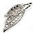 Large Black Diamante 'Leaf' Pin/Pendant (Silver Tone) - view 6
